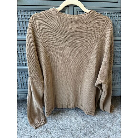 Wooden Ship Tan V Neck knit Sweater Med/Lrg $160 G44 - Picture 7 of 8